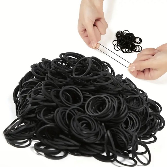 500 Black Hair Rubber Bands - Picture 2 of 2